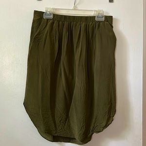 Madewell Olive Green Silk Midi Skirt
